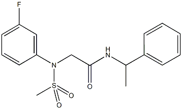 2-[3-fluoro(methylsulfonyl)anilino]-N-(1-phenylethyl)acetamide Struktur