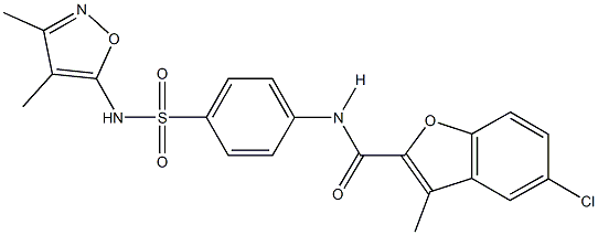 5-chloro-N-(4-{[(3,4-dimethyl-5-isoxazolyl)amino]sulfonyl}phenyl)-3-methyl-1-benzofuran-2-carboxamide Struktur