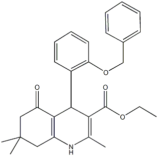 ethyl 4-[2-(benzyloxy)phenyl]-2,7,7-trimethyl-5-oxo-1,4,5,6,7,8-hexahydro-3-quinolinecarboxylate Struktur