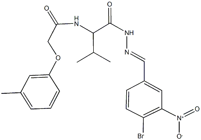 N-{1-[(2-{4-bromo-3-nitrobenzylidene}hydrazino)carbonyl]-2-methylpropyl}-2-(3-methylphenoxy)acetamide Struktur