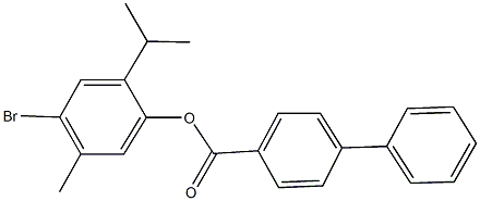 4-bromo-2-isopropyl-5-methylphenyl [1,1'-biphenyl]-4-carboxylate Struktur