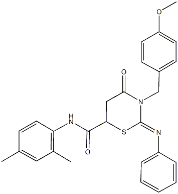 N-(2,4-dimethylphenyl)-3-(4-methoxybenzyl)-4-oxo-2-(phenylimino)-1,3-thiazinane-6-carboxamide Struktur