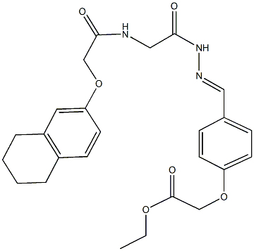 ethyl {4-[2-({[(5,6,7,8-tetrahydro-2-naphthalenyloxy)acetyl]amino}acetyl)carbohydrazonoyl]phenoxy}acetate Struktur