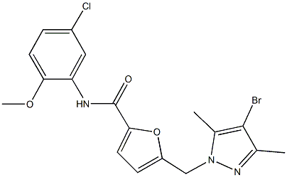 5-[(4-bromo-3,5-dimethyl-1H-pyrazol-1-yl)methyl]-N-(5-chloro-2-methoxyphenyl)-2-furamide Struktur