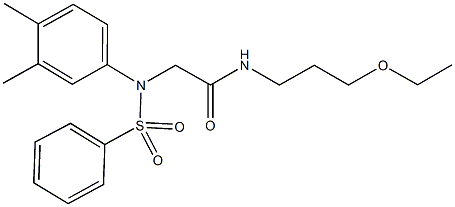 2-[3,4-dimethyl(phenylsulfonyl)anilino]-N-(3-ethoxypropyl)acetamide Struktur