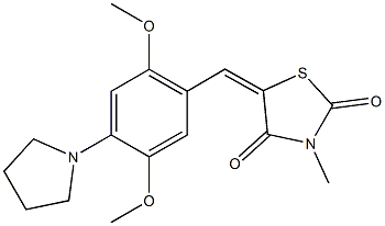 5-[2,5-dimethoxy-4-(1-pyrrolidinyl)benzylidene]-3-methyl-1,3-thiazolidine-2,4-dione Struktur