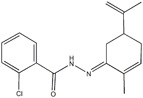 2-chloro-N'-(5-isopropenyl-2-methylcyclohex-2-en-1-ylidene)benzohydrazide Struktur