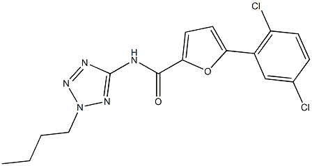 N-(2-butyl-2H-tetraazol-5-yl)-5-(2,5-dichlorophenyl)-2-furamide Struktur