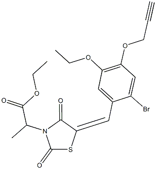 ethyl 2-{5-[2-bromo-5-ethoxy-4-(prop-2-ynyloxy)benzylidene]-2,4-dioxo-1,3-thiazolidin-3-yl}propanoate Struktur