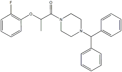 2-(4-benzhydryl-1-piperazinyl)-1-methyl-2-oxoethyl 2-fluorophenyl ether Struktur