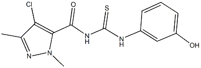 N-[(4-chloro-1,3-dimethyl-1H-pyrazol-5-yl)carbonyl]-N'-(3-hydroxyphenyl)thiourea Struktur