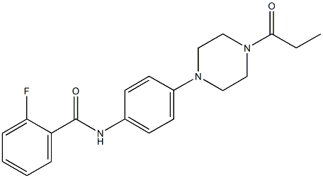 2-fluoro-N-[4-(4-propionyl-1-piperazinyl)phenyl]benzamide Struktur