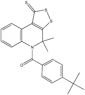 5-(4-tert-butylbenzoyl)-4,4-dimethyl-4,5-dihydro-1H-[1,2]dithiolo[3,4-c]quinoline-1-thione Struktur