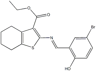 ethyl 2-[(5-bromo-2-hydroxybenzylidene)amino]-4,5,6,7-tetrahydro-1-benzothiophene-3-carboxylate Struktur