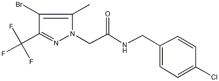 2-[4-bromo-5-methyl-3-(trifluoromethyl)-1H-pyrazol-1-yl]-N-(4-chlorobenzyl)acetamide Struktur