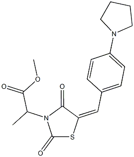 methyl 2-{2,4-dioxo-5-[4-(1-pyrrolidinyl)benzylidene]-1,3-thiazolidin-3-yl}propanoate Struktur