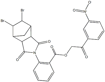 2-{3-nitrophenyl}-2-oxoethyl 2-(8,9-dibromo-3,5-dioxo-4-azatricyclo[5.2.1.0~2,6~]dec-4-yl)benzoate Struktur