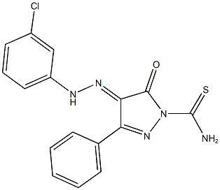 4-[(3-chlorophenyl)hydrazono]-5-oxo-3-phenyl-4,5-dihydro-1H-pyrazole-1-carbothioamide Struktur