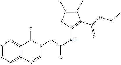 ethyl 4,5-dimethyl-2-{[(4-oxo-3(4H)-quinazolinyl)acetyl]amino}-3-thiophenecarboxylate Struktur