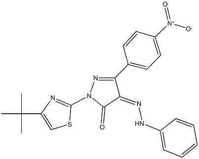 1-(4-tert-butyl-1,3-thiazol-2-yl)-3-{4-nitrophenyl}-1H-pyrazole-4,5-dione 4-(phenylhydrazone) Struktur