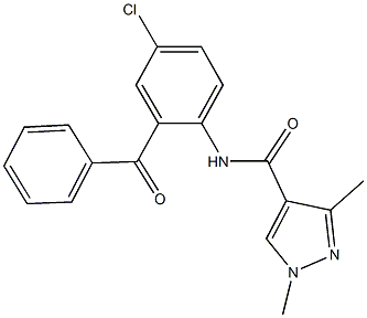 N-(2-benzoyl-4-chlorophenyl)-1,3-dimethyl-1H-pyrazole-4-carboxamide Struktur