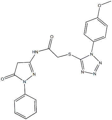 2-{[1-(4-methoxyphenyl)-1H-tetraazol-5-yl]sulfanyl}-N-(5-oxo-1-phenyl-4,5-dihydro-1H-pyrazol-3-yl)acetamide Struktur