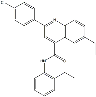 2-(4-chlorophenyl)-6-ethyl-N-(2-ethylphenyl)-4-quinolinecarboxamide Struktur