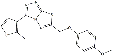 6-[(4-methoxyphenoxy)methyl]-3-(2-methyl-3-furyl)[1,2,4]triazolo[3,4-b][1,3,4]thiadiazole Struktur