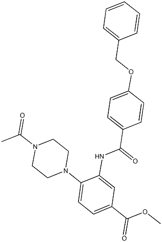 methyl 4-(4-acetyl-1-piperazinyl)-3-{[4-(benzyloxy)benzoyl]amino}benzoate Struktur