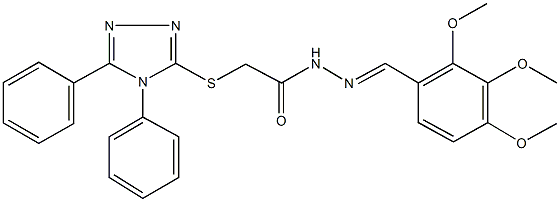 2-[(4,5-diphenyl-4H-1,2,4-triazol-3-yl)sulfanyl]-N'-(2,3,4-trimethoxybenzylidene)acetohydrazide Struktur