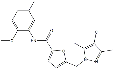 5-[(4-chloro-3,5-dimethyl-1H-pyrazol-1-yl)methyl]-N-(2-methoxy-5-methylphenyl)-2-furamide Struktur