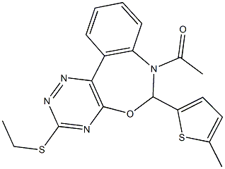 7-acetyl-6-(5-methyl-2-thienyl)-6,7-dihydro[1,2,4]triazino[5,6-d][3,1]benzoxazepin-3-yl ethyl sulfide Struktur