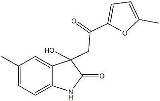 3-hydroxy-5-methyl-3-[2-(5-methyl-2-furyl)-2-oxoethyl]-1,3-dihydro-2H-indol-2-one Struktur