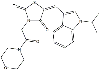 5-[(1-isopropyl-1H-indol-3-yl)methylene]-3-[2-(4-morpholinyl)-2-oxoethyl]-1,3-thiazolidine-2,4-dione Struktur