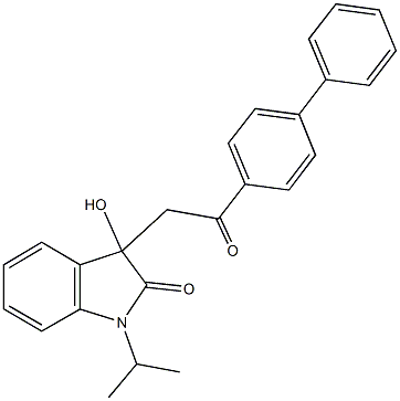 3-(2-[1,1'-biphenyl]-4-yl-2-oxoethyl)-3-hydroxy-1-isopropyl-1,3-dihydro-2H-indol-2-one Struktur