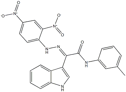 2-({2,4-dinitrophenyl}hydrazono)-2-(1H-indol-3-yl)-N-(3-methylphenyl)acetamide Struktur