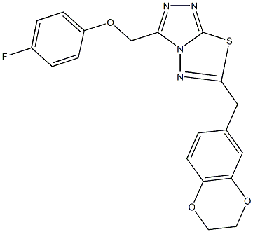 [6-(2,3-dihydro-1,4-benzodioxin-6-ylmethyl)[1,2,4]triazolo[3,4-b][1,3,4]thiadiazol-3-yl]methyl 4-fluorophenyl ether Struktur