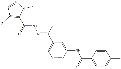 N-(3-{N-[(4-chloro-1-methyl-1H-pyrazol-5-yl)carbonyl]ethanehydrazonoyl}phenyl)-4-methylbenzamide Struktur