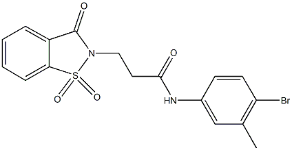 N-(4-bromo-3-methylphenyl)-3-(1,1-dioxido-3-oxo-1,2-benzisothiazol-2(3H)-yl)propanamide Struktur