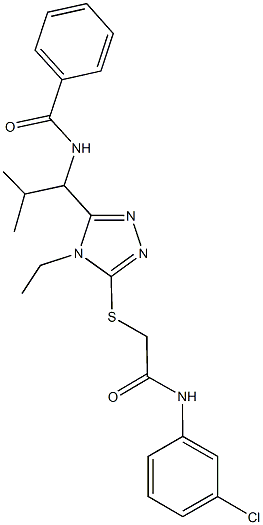 N-[1-(5-{[2-(3-chloroanilino)-2-oxoethyl]sulfanyl}-4-ethyl-4H-1,2,4-triazol-3-yl)-2-methylpropyl]benzamide Struktur