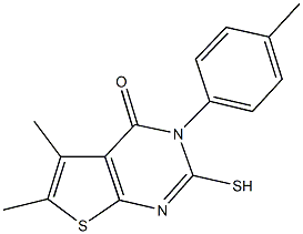 5,6-dimethyl-3-(4-methylphenyl)-2-sulfanylthieno[2,3-d]pyrimidin-4(3H)-one Struktur