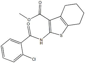 methyl 2-[(2-chlorobenzoyl)amino]-4,5,6,7-tetrahydro-1-benzothiophene-3-carboxylate Struktur