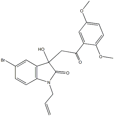 1-allyl-5-bromo-3-[2-(2,5-dimethoxyphenyl)-2-oxoethyl]-3-hydroxy-1,3-dihydro-2H-indol-2-one Struktur