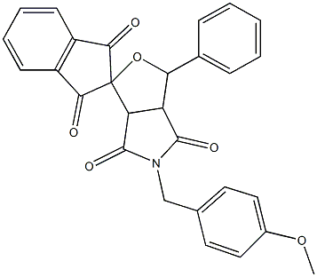 5-(4-methoxybenzyl)-1-phenyl-3a,6a-dihydrosprio[1H-furo[3,4-c]pyrrole-3,2'-(1'H)-indene]-1',3',4,6(2'H,3H,5H)-tetrone Struktur