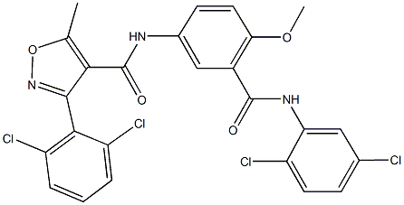 N-{3-[(2,5-dichloroanilino)carbonyl]-4-methoxyphenyl}-3-(2,6-dichlorophenyl)-5-methyl-4-isoxazolecarboxamide Struktur