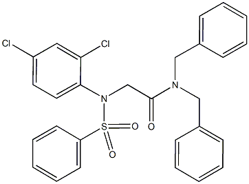 N,N-dibenzyl-2-[2,4-dichloro(phenylsulfonyl)anilino]acetamide Struktur