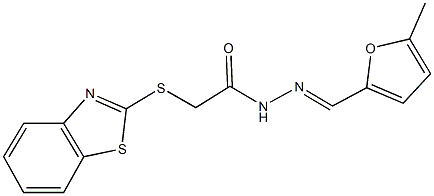 2-(1,3-benzothiazol-2-ylsulfanyl)-N'-[(5-methyl-2-furyl)methylene]acetohydrazide Struktur