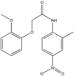 N-{4-nitro-2-methylphenyl}-2-(2-methoxyphenoxy)acetamide Struktur