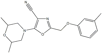 5-(2,6-dimethyl-4-morpholinyl)-2-[(3-methylphenoxy)methyl]-1,3-oxazole-4-carbonitrile Struktur