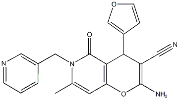 2-amino-4-(3-furyl)-7-methyl-5-oxo-6-(3-pyridinylmethyl)-5,6-dihydro-4H-pyrano[3,2-c]pyridine-3-carbonitrile Struktur